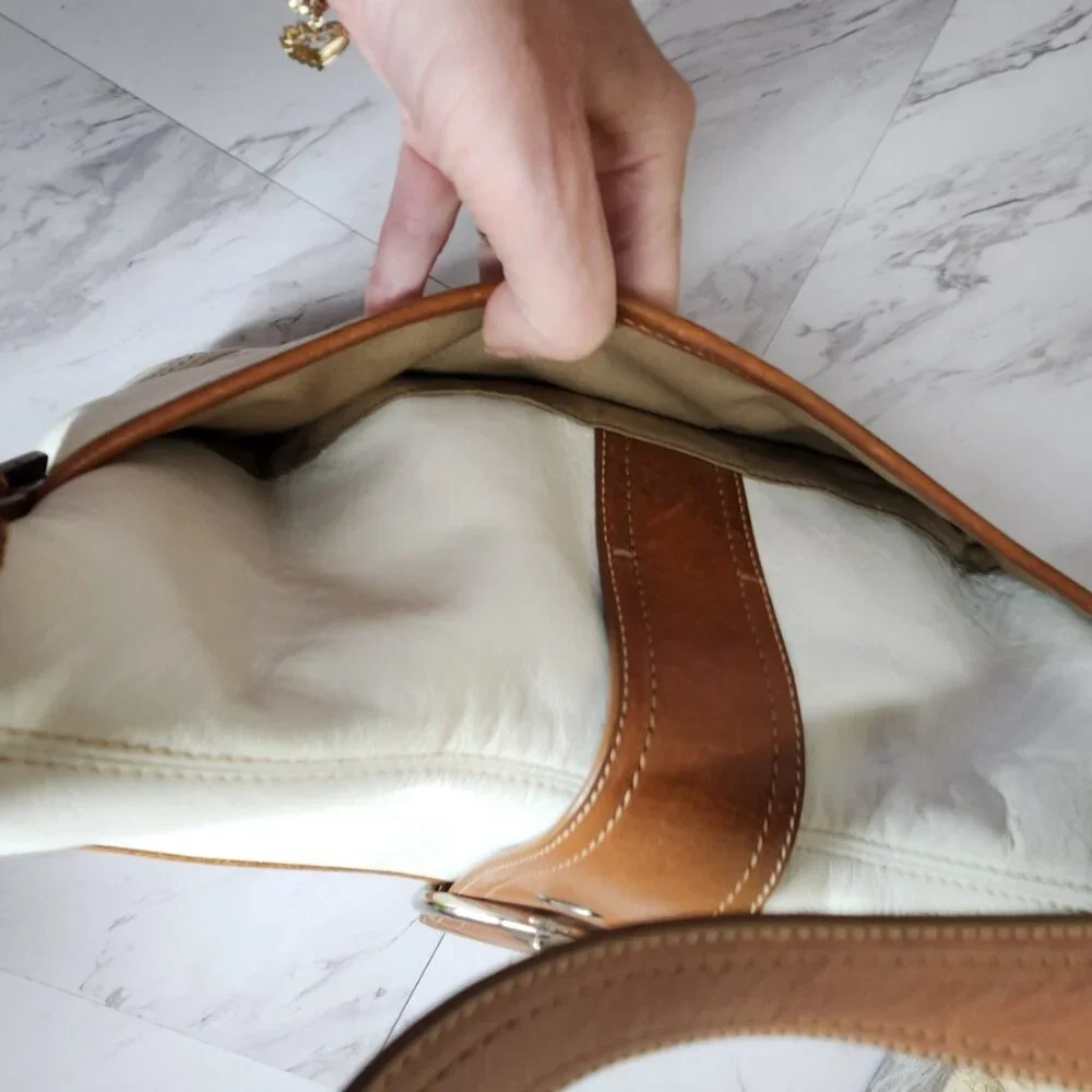 Coach Soho White & Brown Leather Handbag Satchel Purse